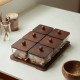 Wooden & Glass Serving Platter with Wooden Stand - 6 Pieces